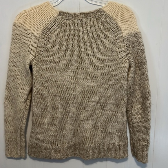 J Crew crew neck sweater 2 tone brown and cream womens size xs - Picture 2 of 7